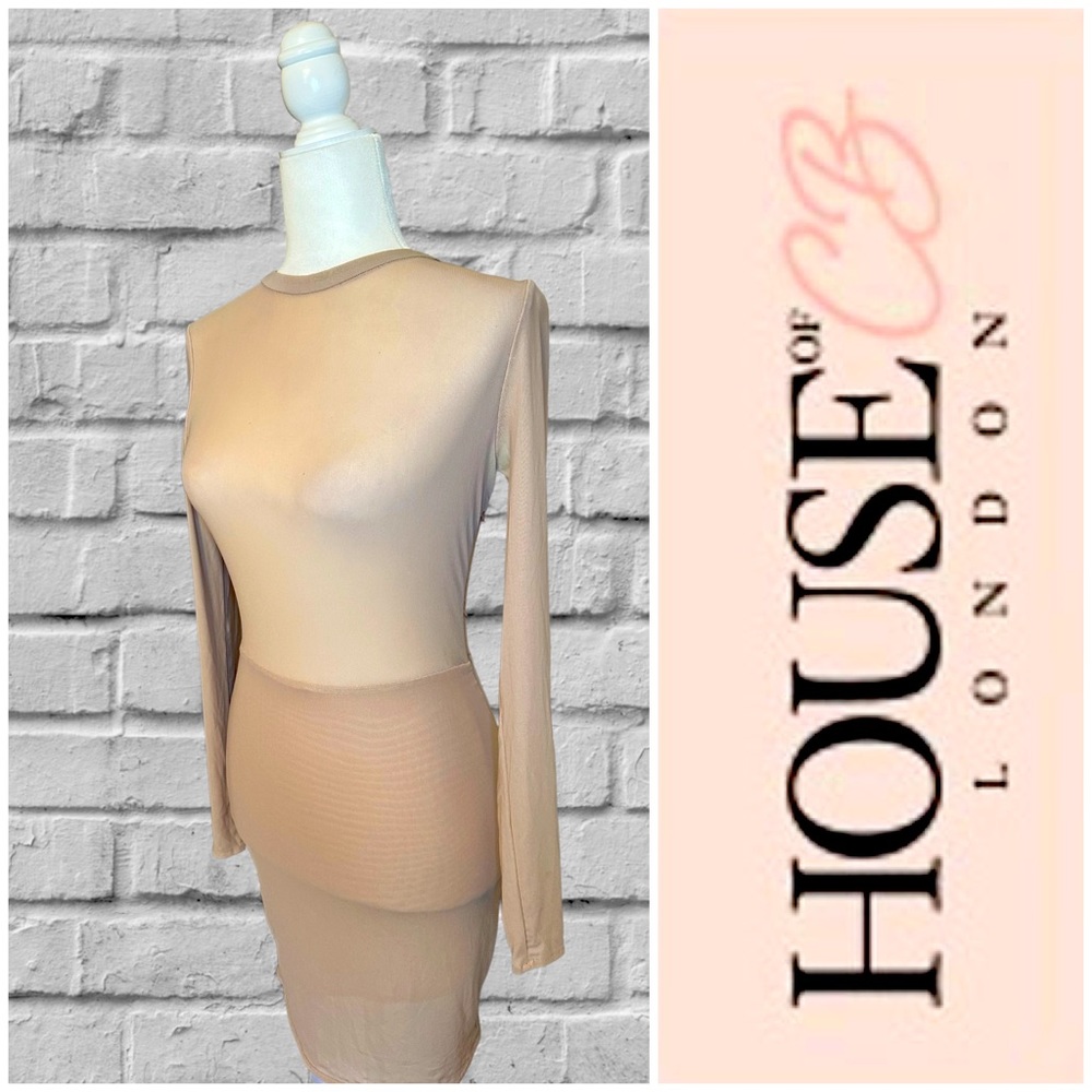 HOUSE OF CB LONDON - Sheer Top, Form Fitting Dress. Lined From Waist Down.Size S